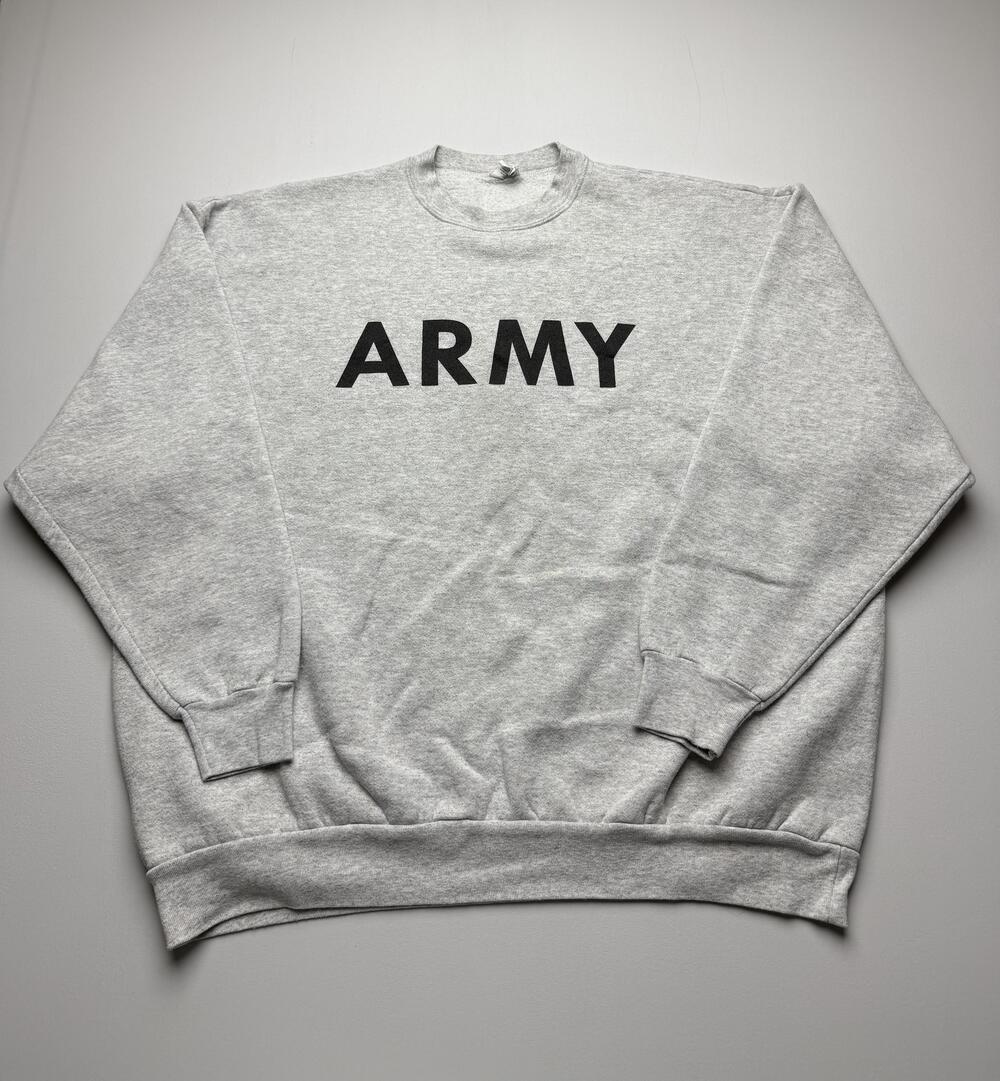 Brookline Sweatshirt Mens XL Gray Fleece Crewneck Pullover ARMY Logo Made USA